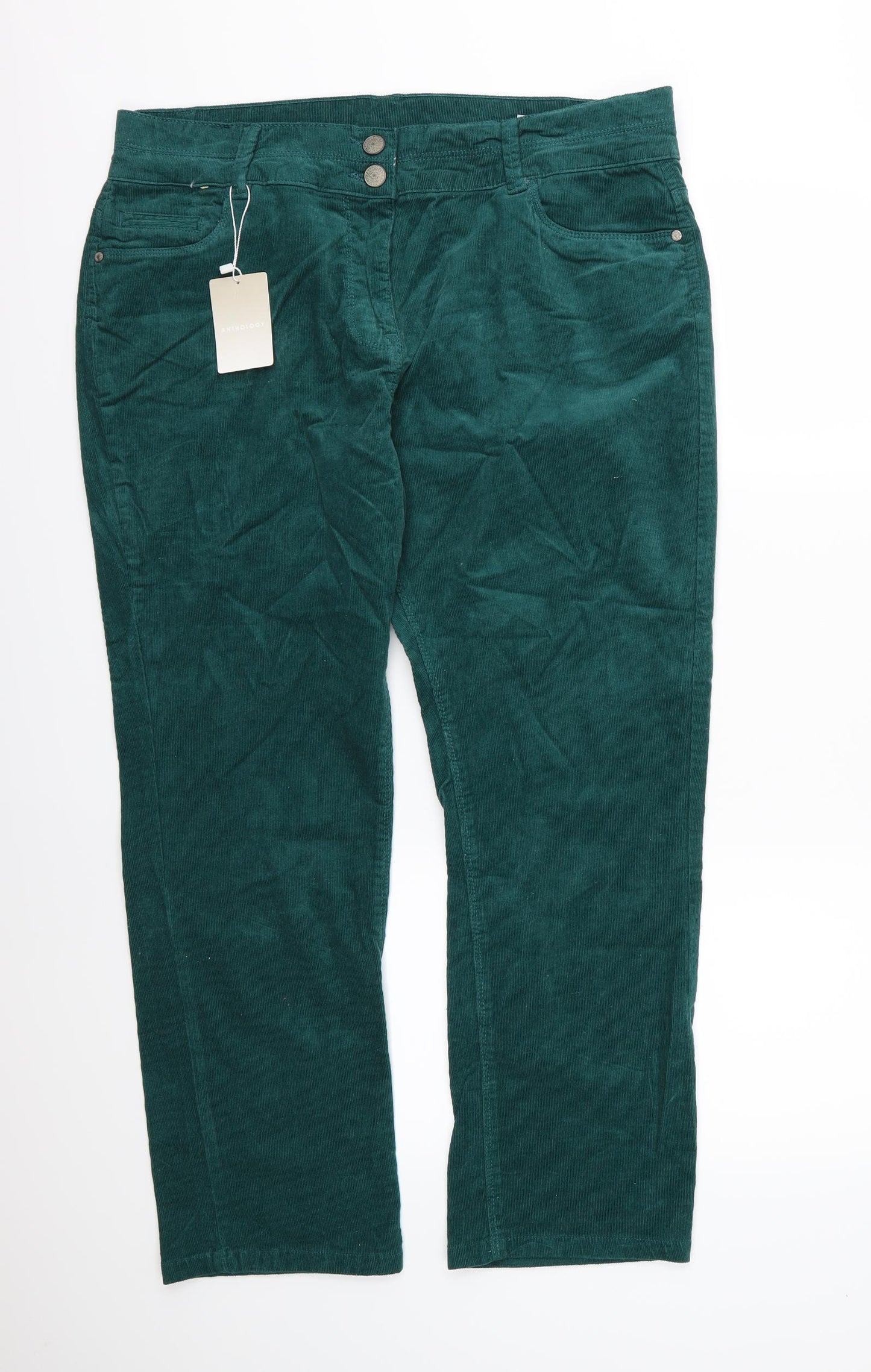 Anthology Womens Green  Corduroy Straight Jeans Size 18 L28 in