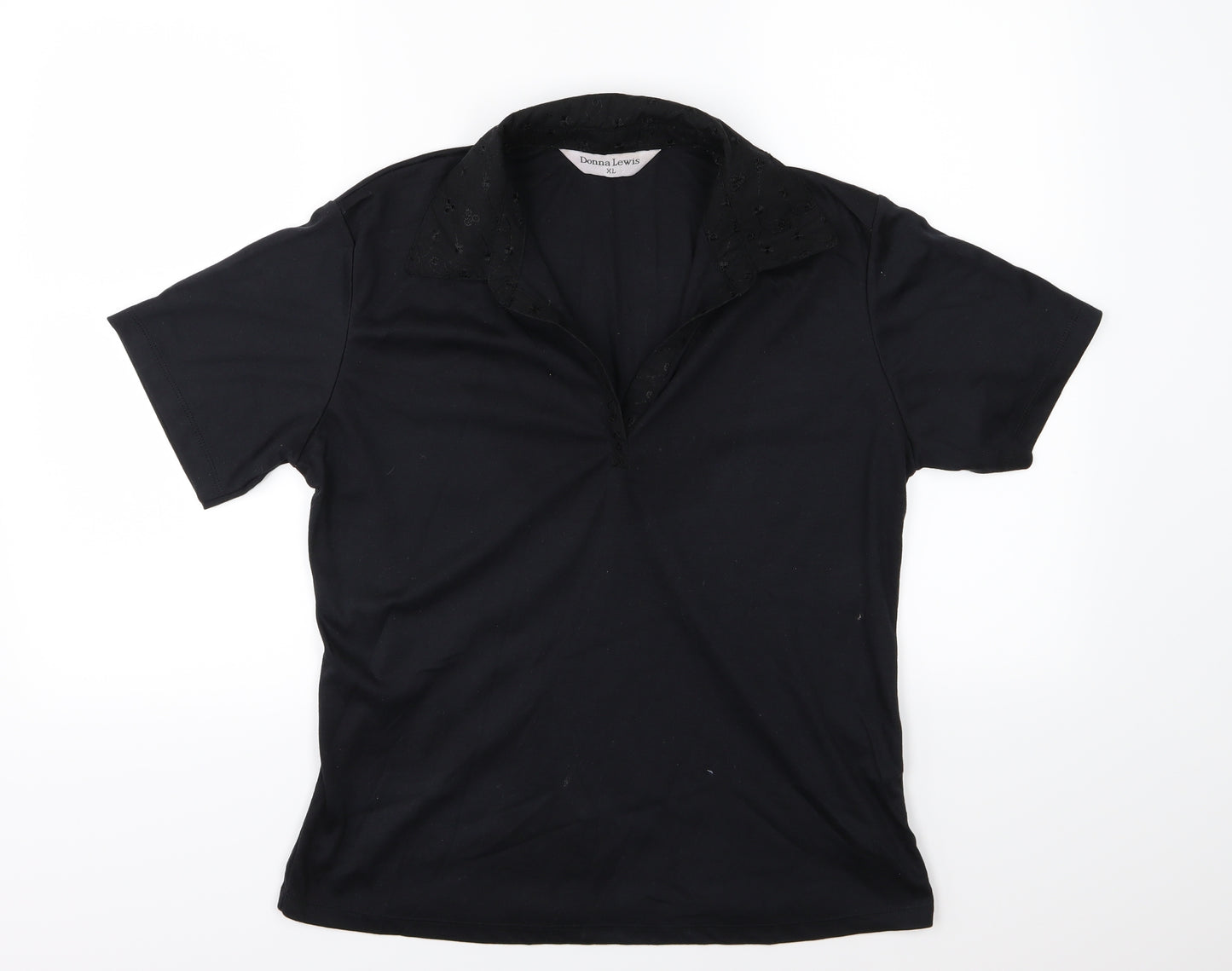 Donna Lewis Womens Black  Jersey Basic T-Shirt Size XL