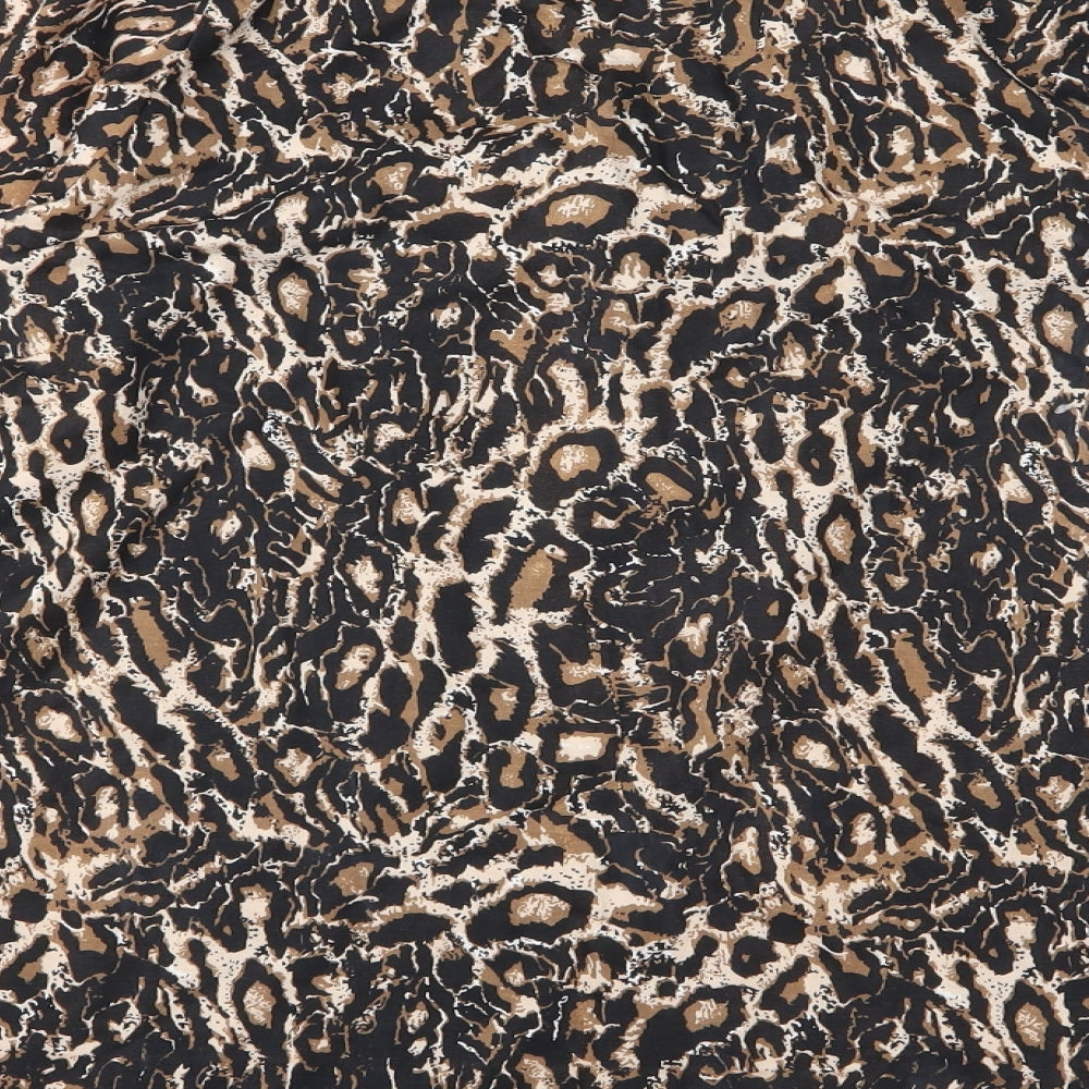 Elegance Womens Brown Animal Print Jersey Basic T-Shirt Size 20