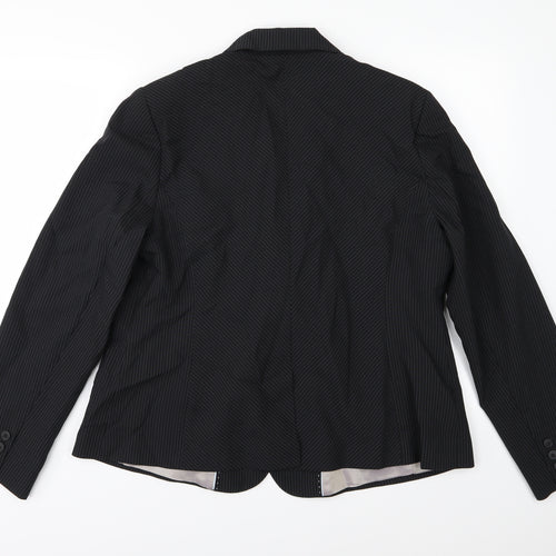 F&F Womens Black Striped Rayon Jacket Suit Jacket Size 20