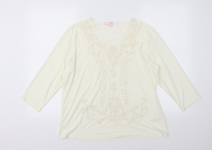 Julipa Womens Ivory Basic Blouse Size 16 - Sequin