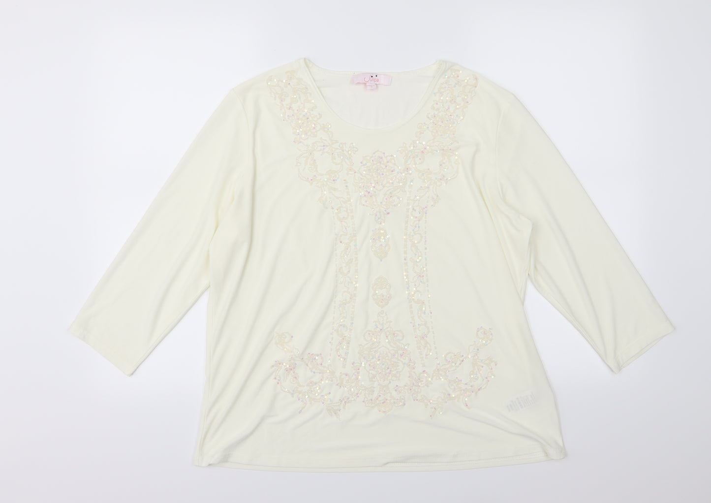 Julipa Womens Ivory   Basic Blouse Size 16  - Sequin