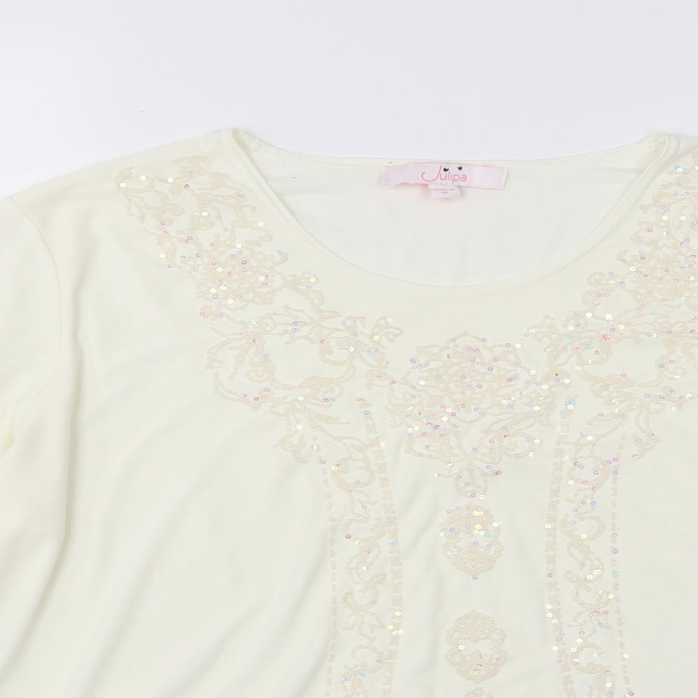 Julipa Womens Ivory   Basic Blouse Size 16  - Sequin