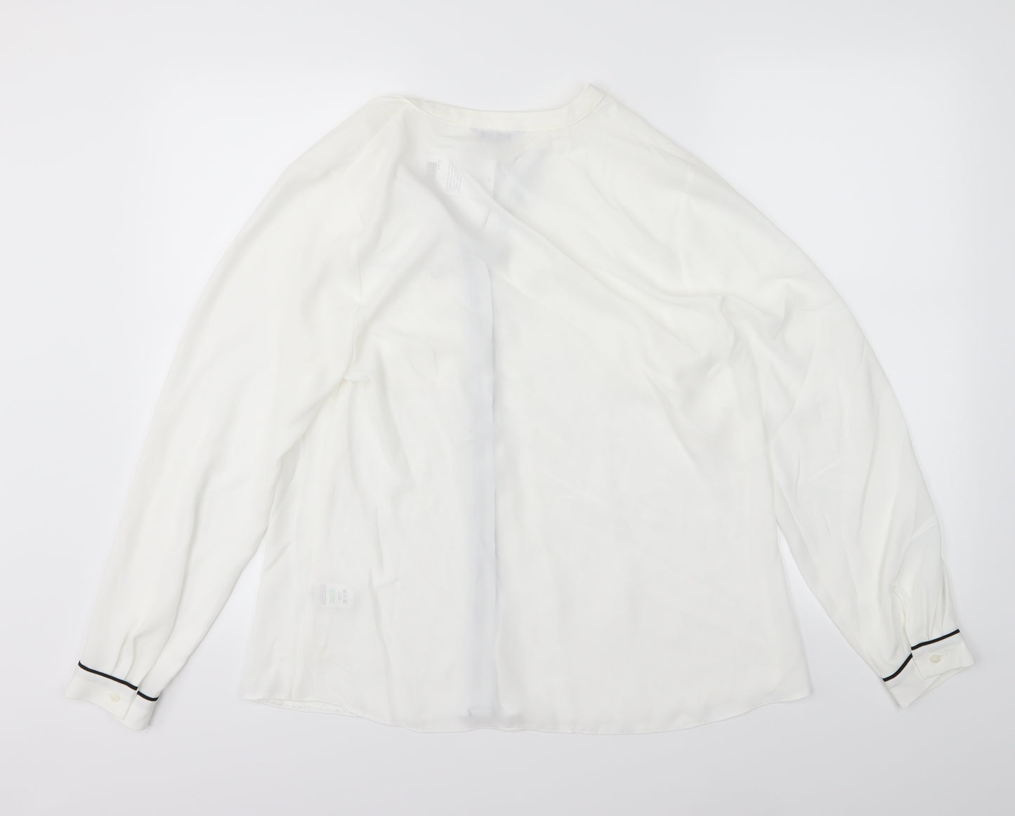 Papaya Womens White Striped Chiffon Basic Blouse Size 16