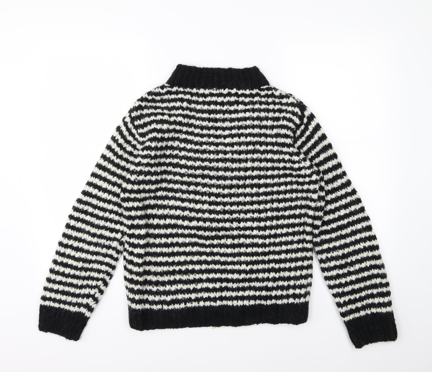 Massimo Dutti Womens Black Striped Knit Pullover Jumper Size S