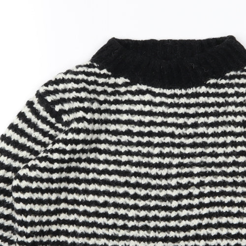 Massimo Dutti Womens Black Striped Knit Pullover Jumper Size S