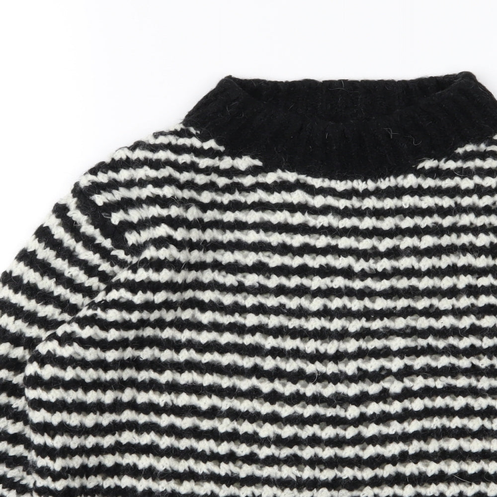 Massimo Dutti Womens Black Striped Knit Pullover Jumper Size S