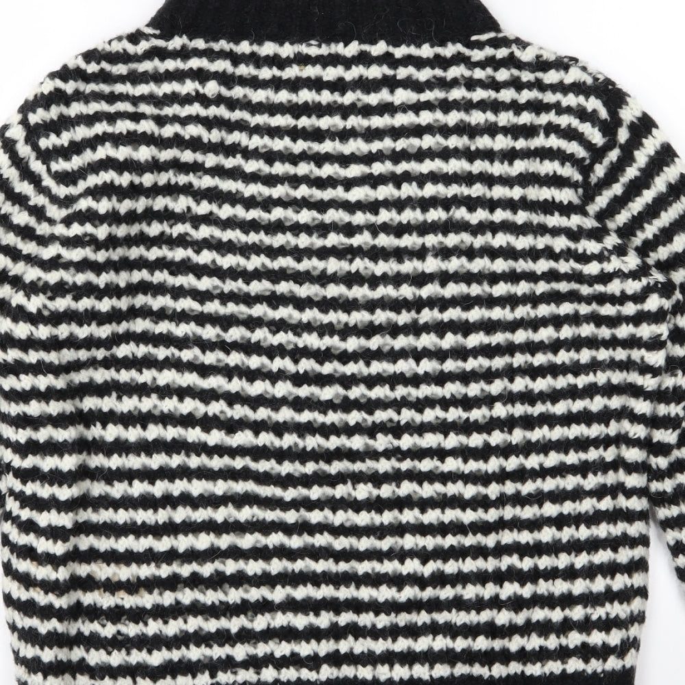 Massimo Dutti Womens Black Striped Knit Pullover Jumper Size S