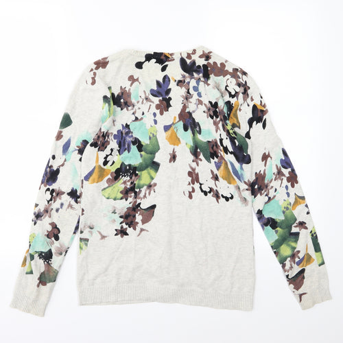 Portsaid Womens Beige Floral Knit Cardigan Jumper Size XS