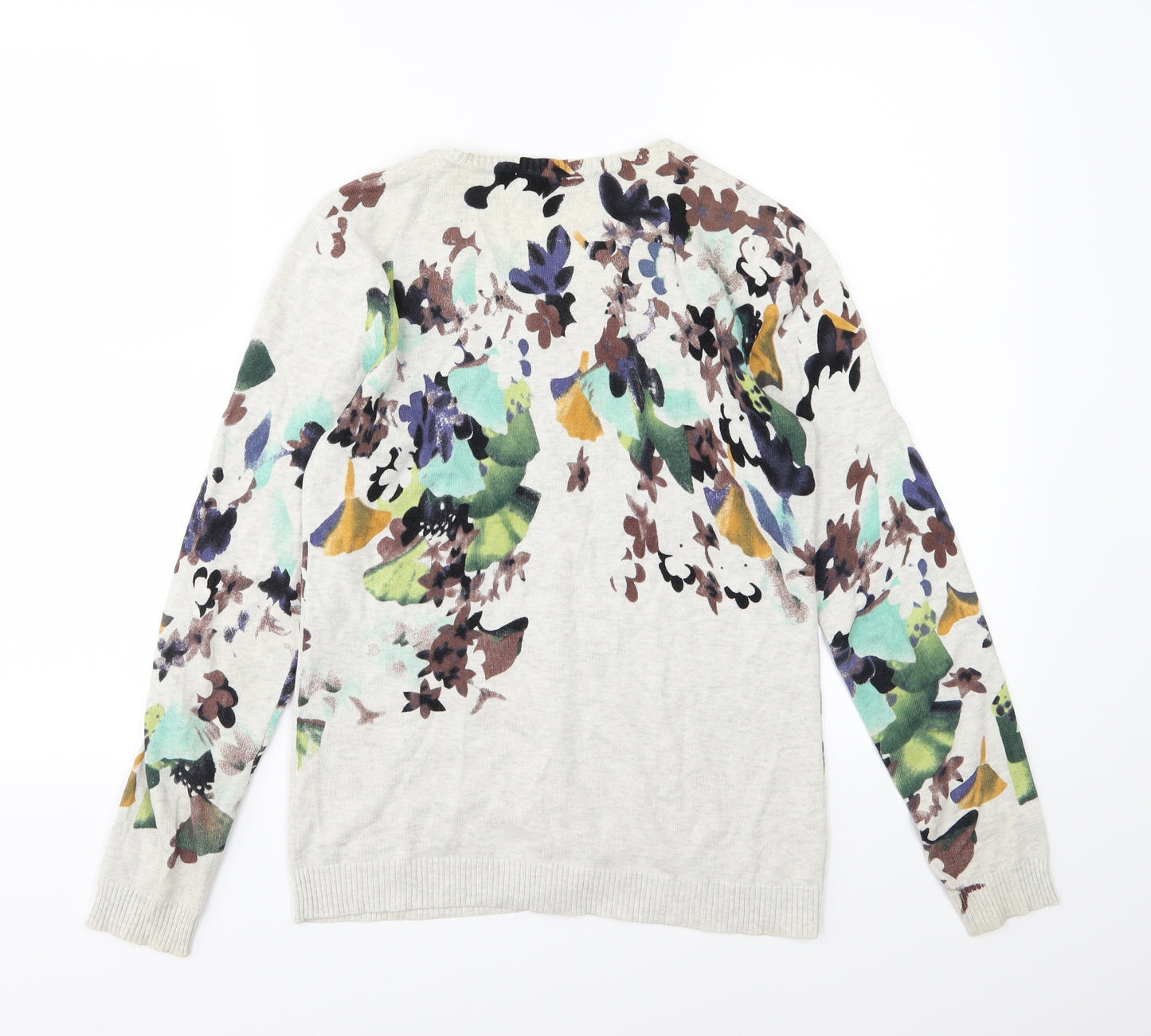 Portsaid Womens Beige Floral Knit Cardigan Jumper Size XS