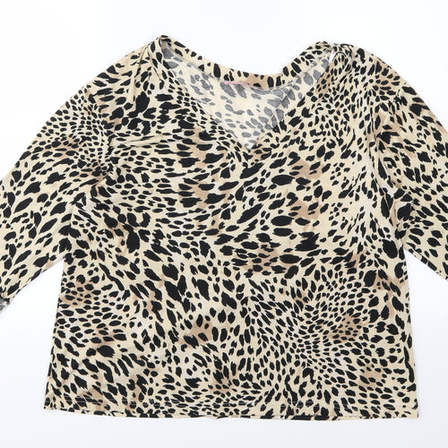 Supre Womens Brown Animal Print Jersey Basic T-Shirt Size S  - oversized