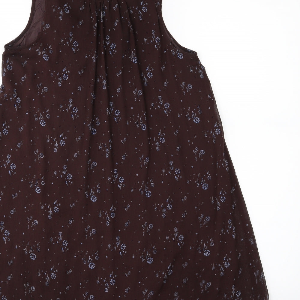 Kimchi Blue Womens Brown Floral Chiffon Basic Blouse Size XS