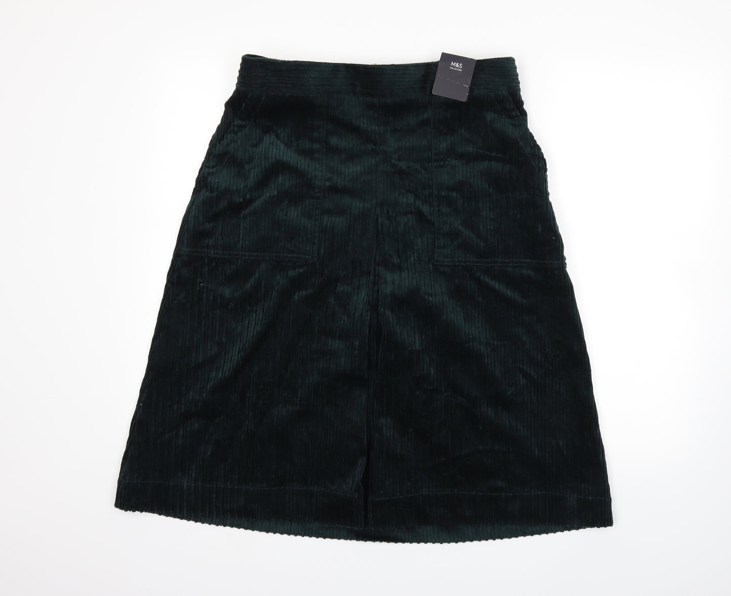 Marks and Spencer Womens Green  Corduroy A-Line Skirt Size 12