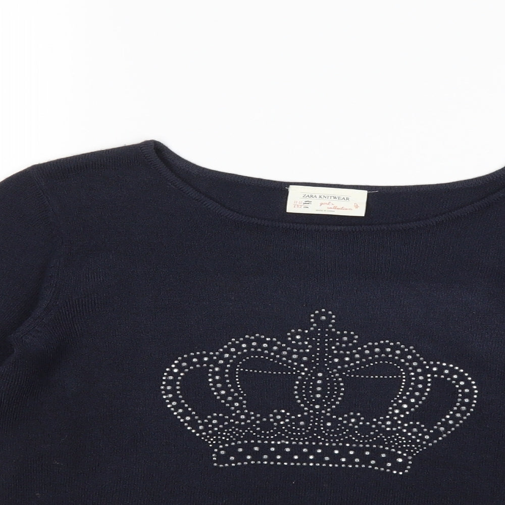 Zara Girls Blue   Pullover Jumper Size 11-12 Years