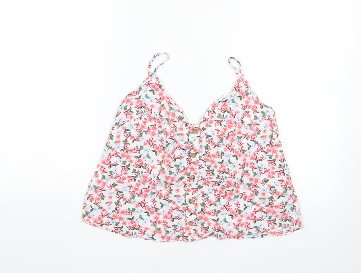 Pins & Needles Womens Pink Floral Basic Tank Size S