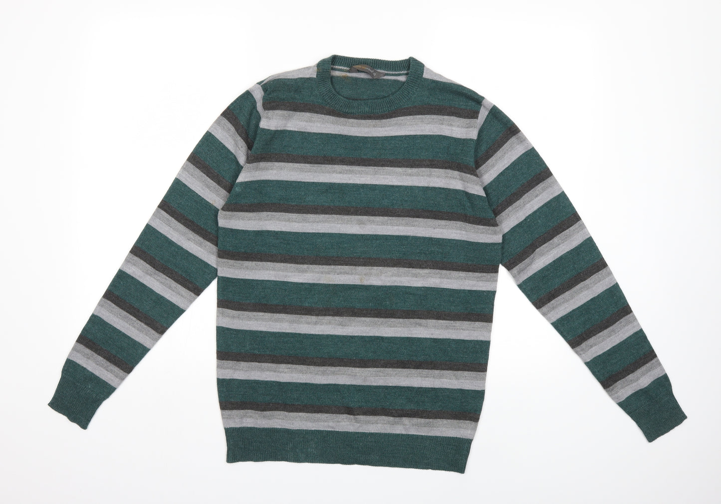 Cedar Wood State Mens Green Striped Knit Pullover Jumper Size XS