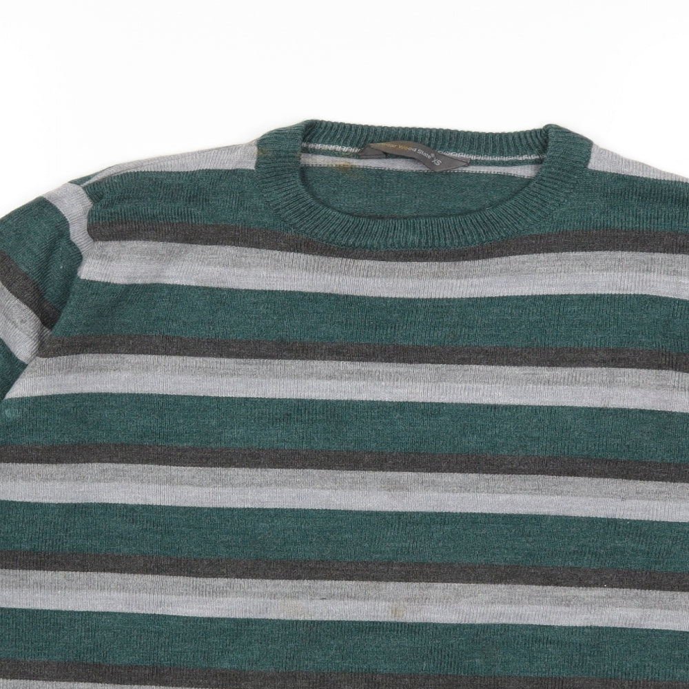 Cedar Wood State Mens Green Striped Knit Pullover Jumper Size XS