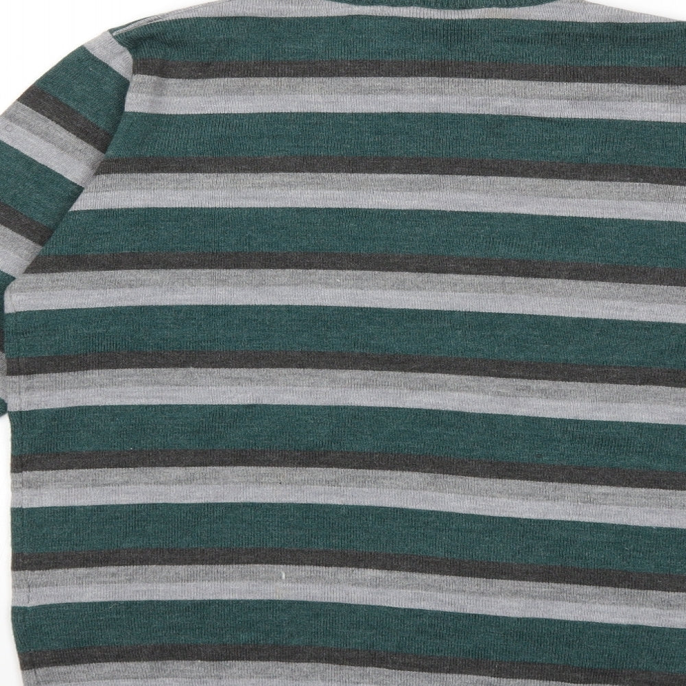 Cedar Wood State Mens Green Striped Knit Pullover Jumper Size XS