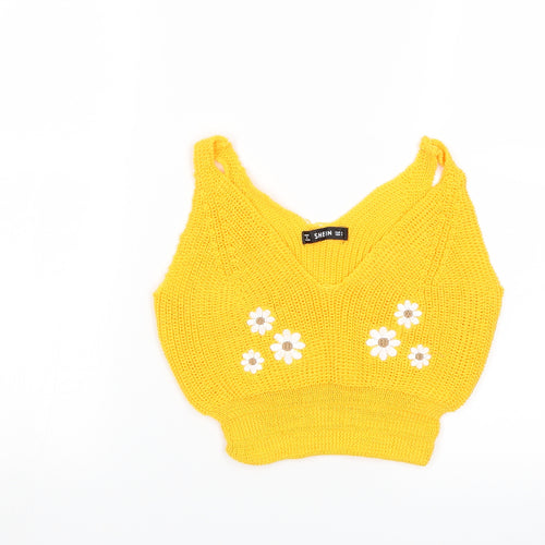 SheIn Womens Yellow  Knit Pullover Jumper Size S