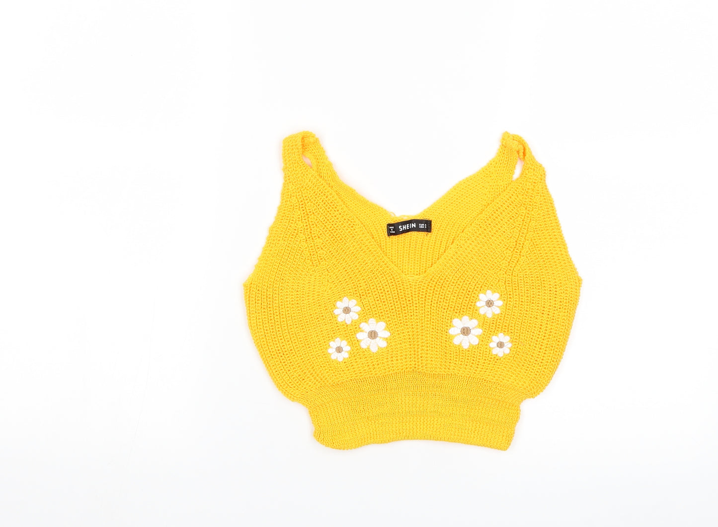 SheIn Womens Yellow  Knit Pullover Jumper Size S