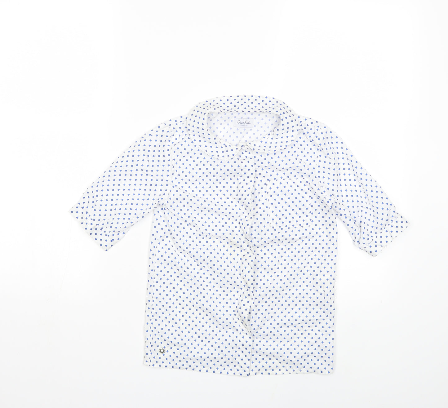Over kids Girls White Polka Dot  Basic Blouse Size 6 Years
