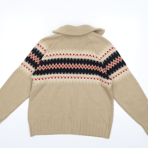 wilson&glendale Mens Beige Striped Knit Cardigan Jumper Size S
