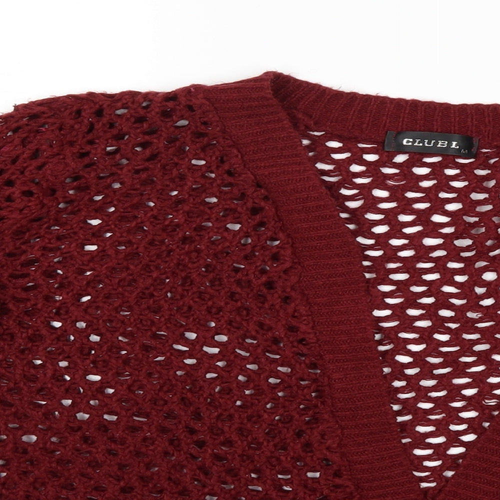 Club L Womens Red  Knit Cardigan Jumper Size M