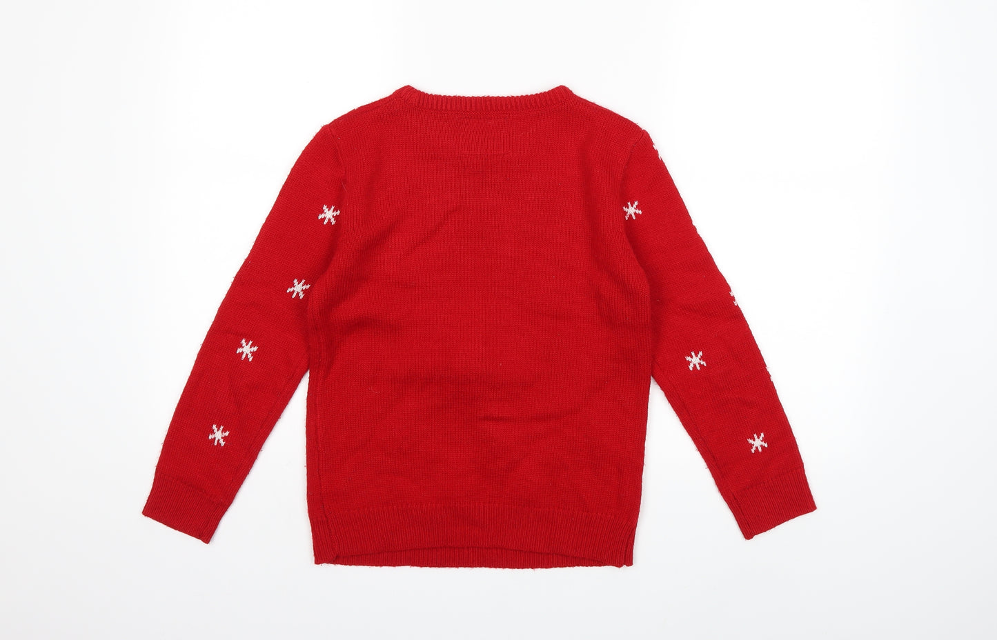 Primark Boys Red  Knit Pullover Jumper Size 9-10 Years  - christmas