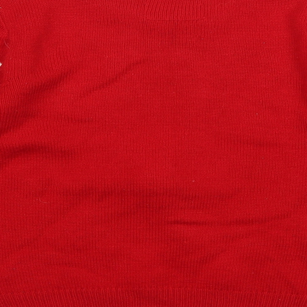 Primark Boys Red  Knit Pullover Jumper Size 9-10 Years  - christmas