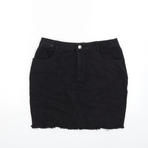 daphnea Womens Black  Denim Mini Skirt Size M