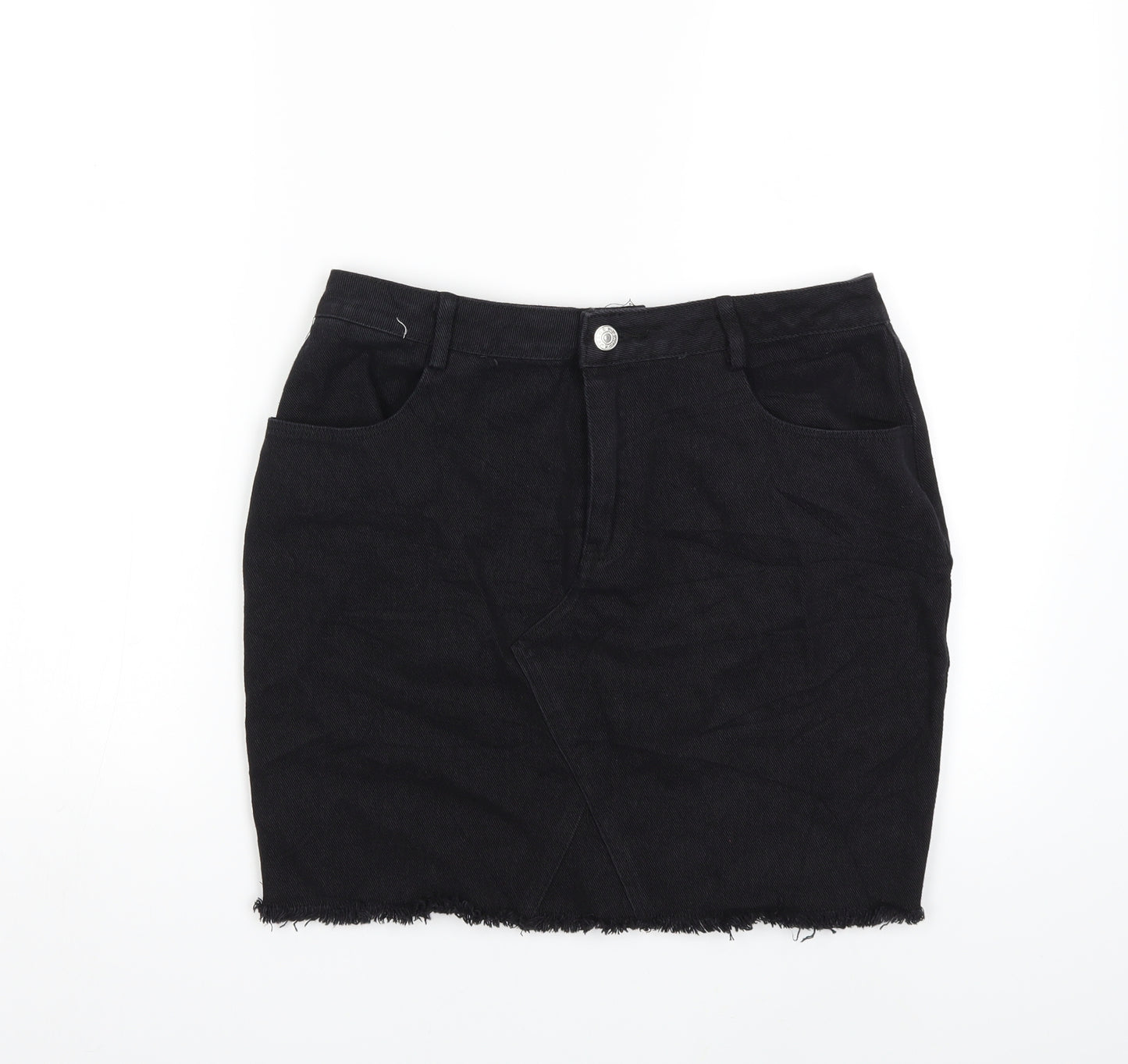 daphnea Womens Black  Denim Mini Skirt Size M