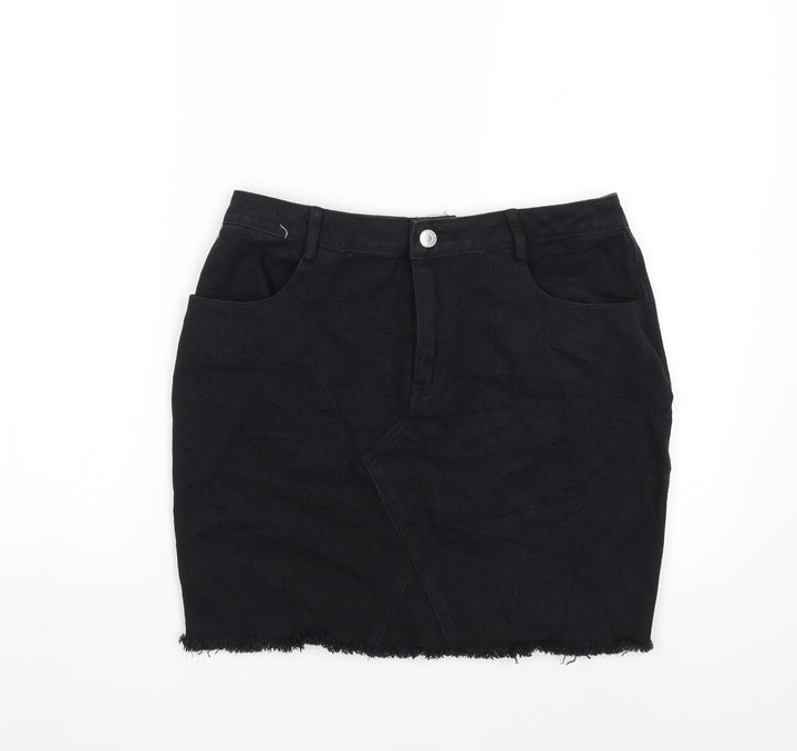 daphnea Womens Black  Denim Mini Skirt Size M