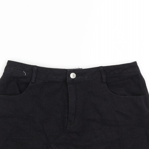 daphnea Womens Black  Denim Mini Skirt Size M