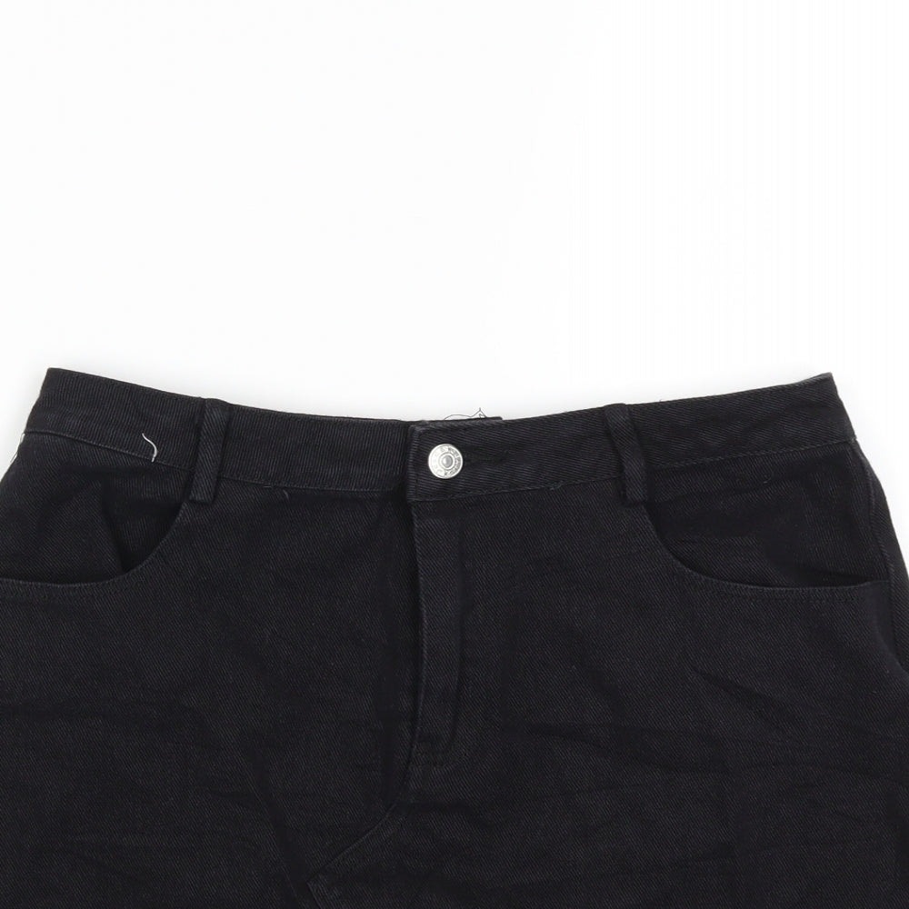 daphnea Womens Black  Denim Mini Skirt Size M