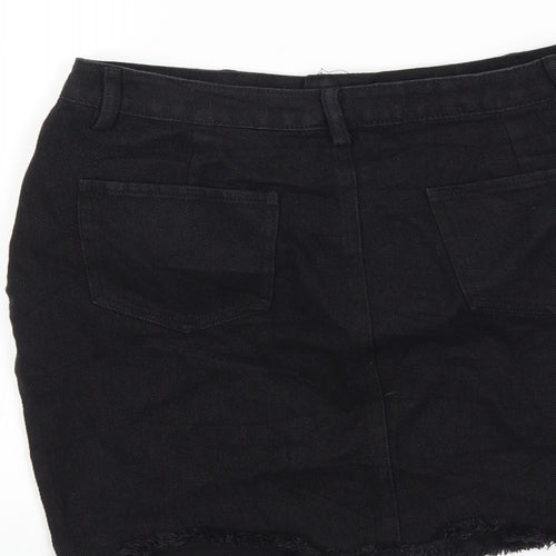 daphnea Womens Black  Denim Mini Skirt Size M