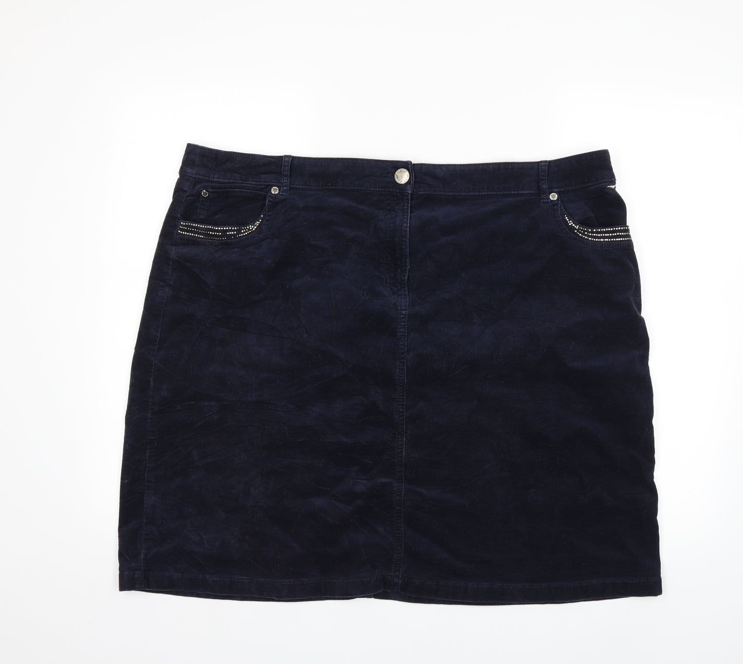 Marks and Spencer Womens Blue  Corduroy Skater Skirt Size 22