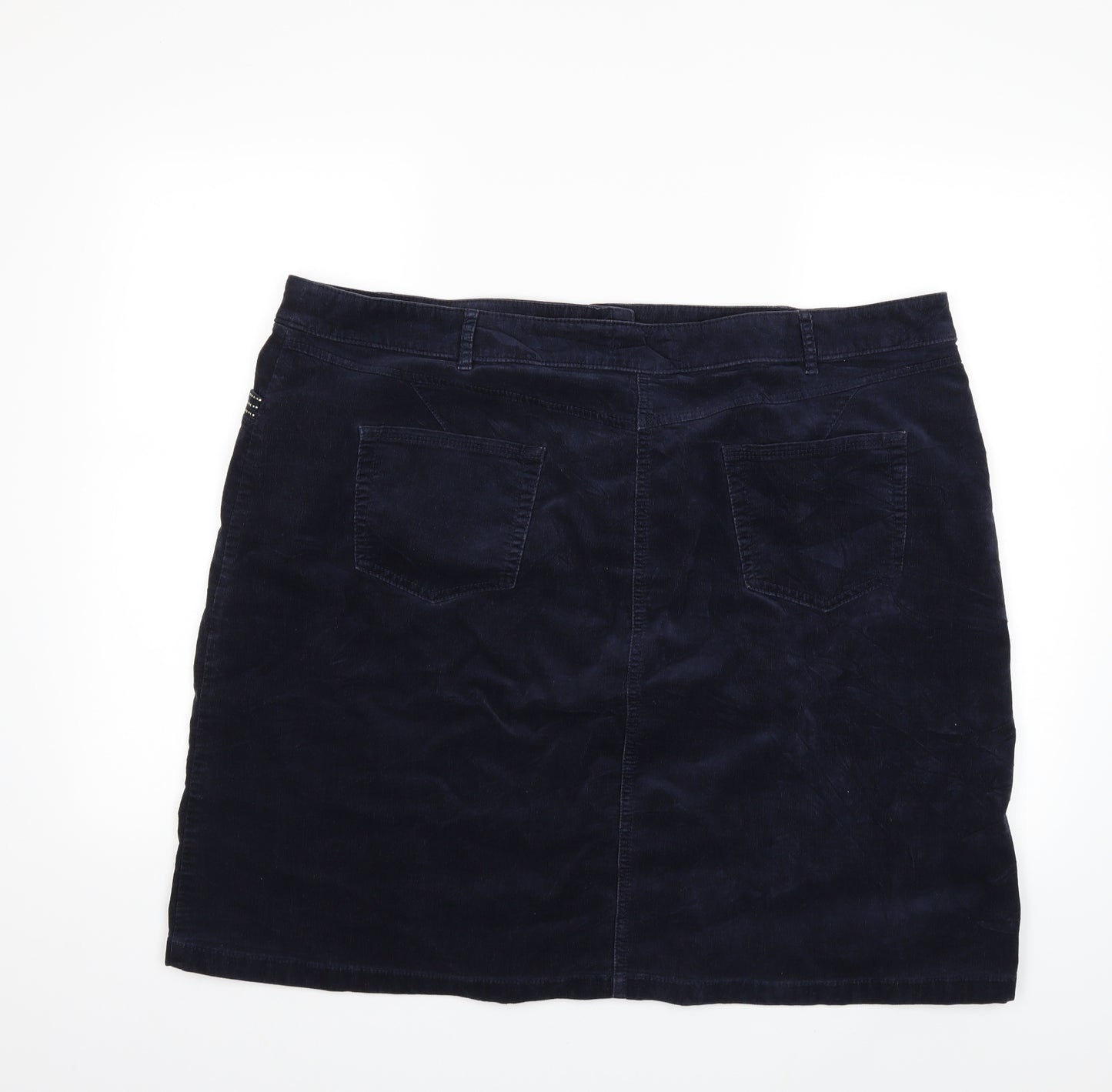 Marks and Spencer Womens Blue  Corduroy Skater Skirt Size 22