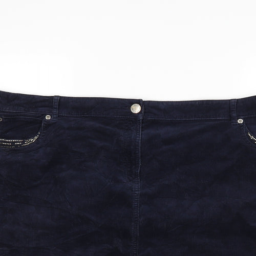 Marks and Spencer Womens Blue  Corduroy Skater Skirt Size 22