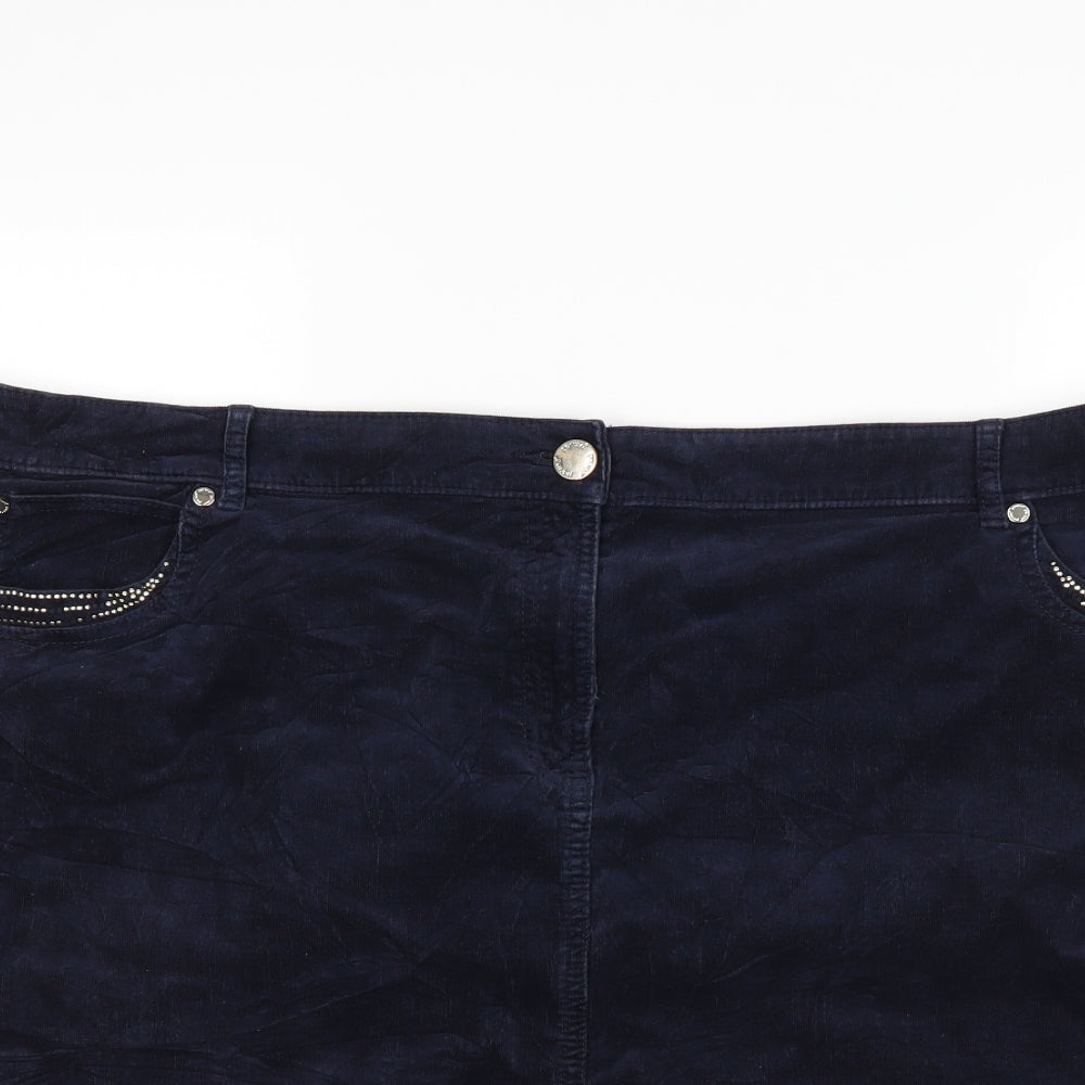 Marks and Spencer Womens Blue  Corduroy Skater Skirt Size 22