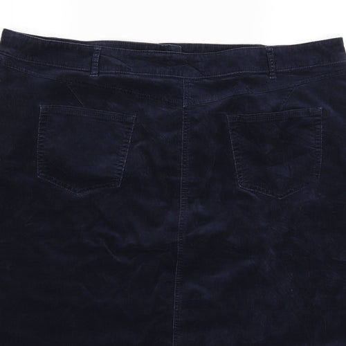 Marks and Spencer Womens Blue  Corduroy Skater Skirt Size 22