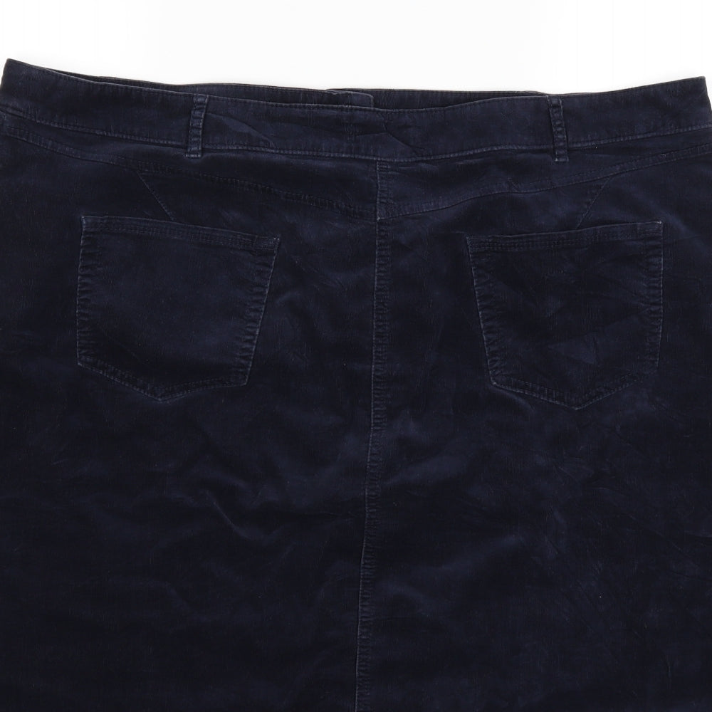 Marks and Spencer Womens Blue  Corduroy Skater Skirt Size 22