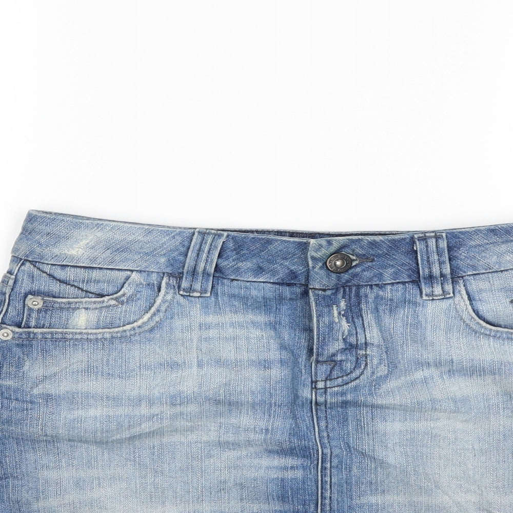 Topshop Womens Blue  Denim Mini Skirt Size 10