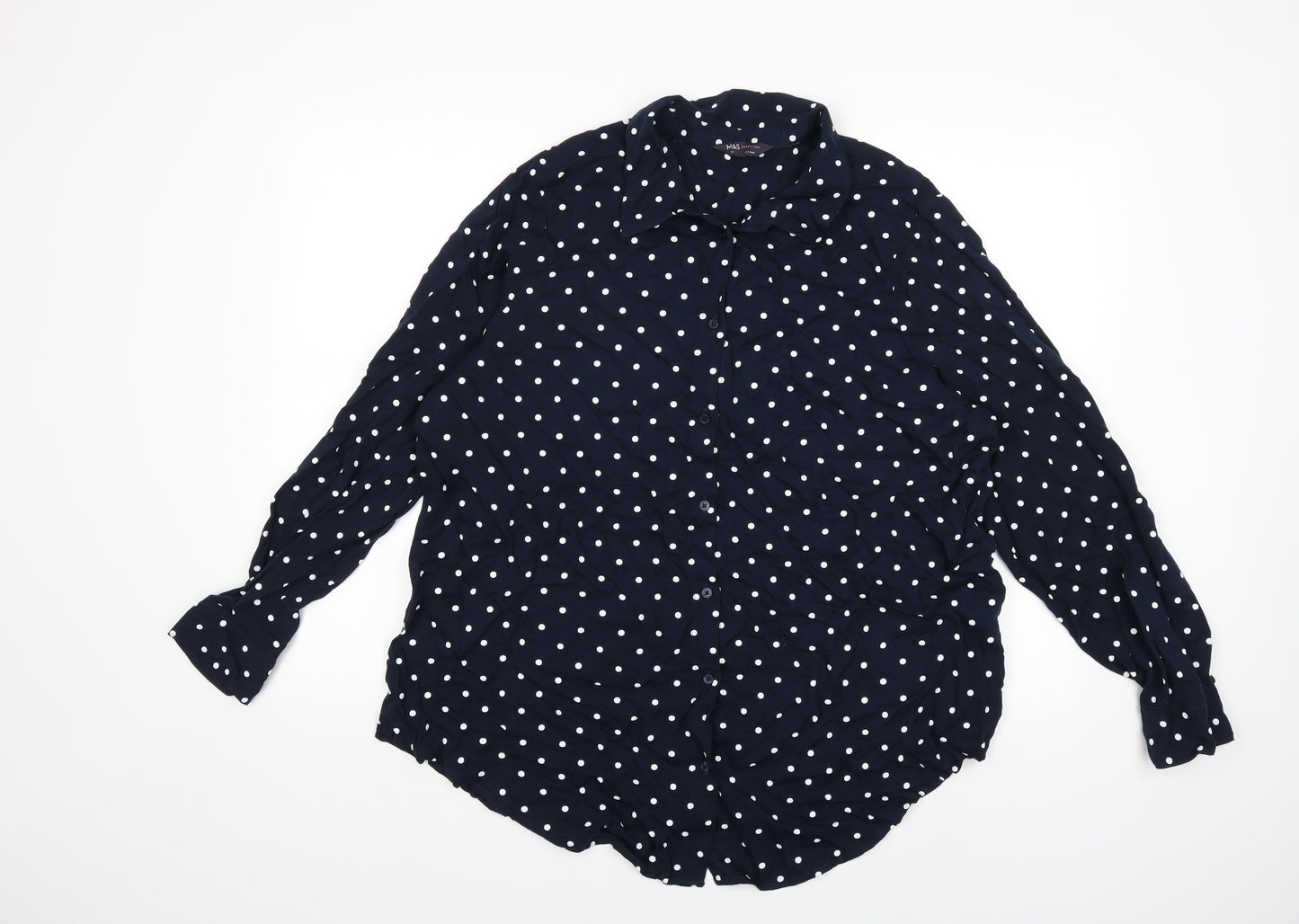 Marks and Spencer Womens Blue Polka Dot  Basic Blouse Size 20