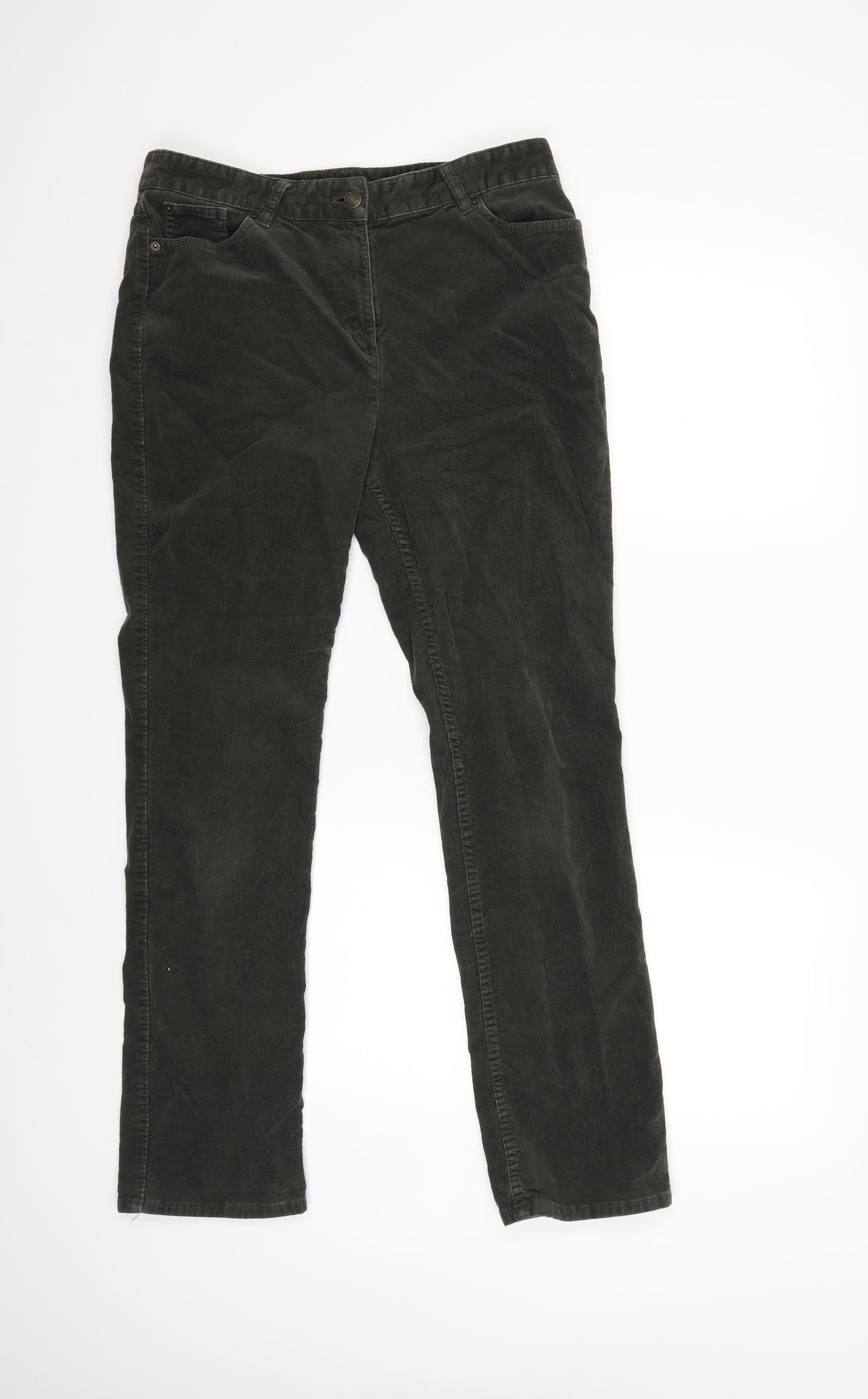 Marks and Spencer Womens Green  Corduroy Trousers  Size 12 L30 in