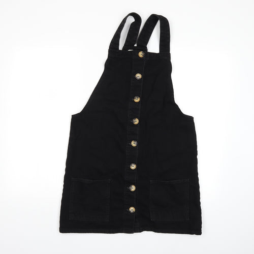 Denim & Co. Womens Black  Denim Pinafore/Dungaree Dress  Size 12