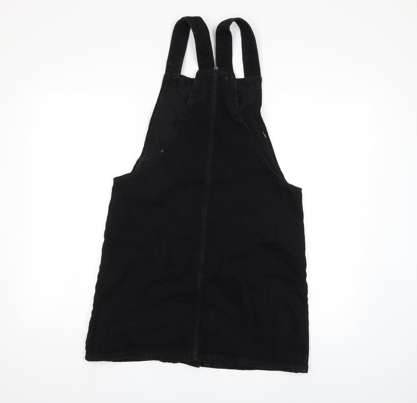 Denim & Co. Womens Black  Denim Pinafore/Dungaree Dress  Size 12