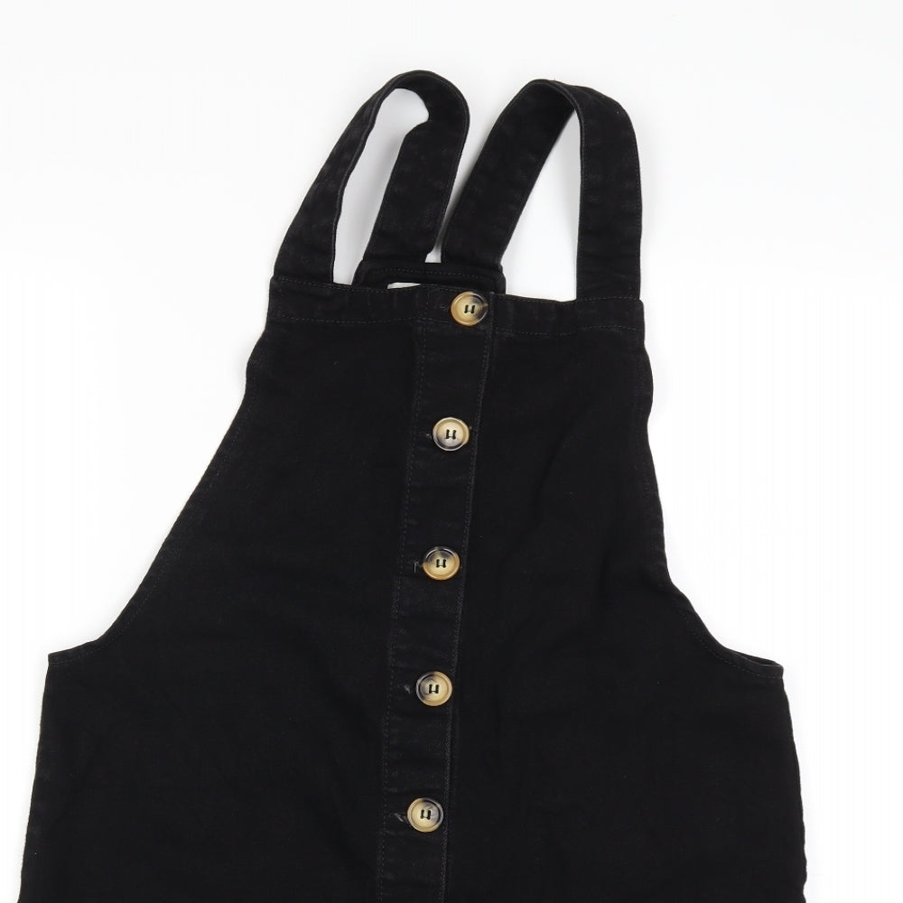 Denim & Co. Womens Black  Denim Pinafore/Dungaree Dress  Size 12