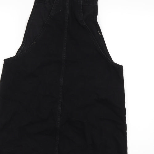Denim & Co. Womens Black  Denim Pinafore/Dungaree Dress  Size 12
