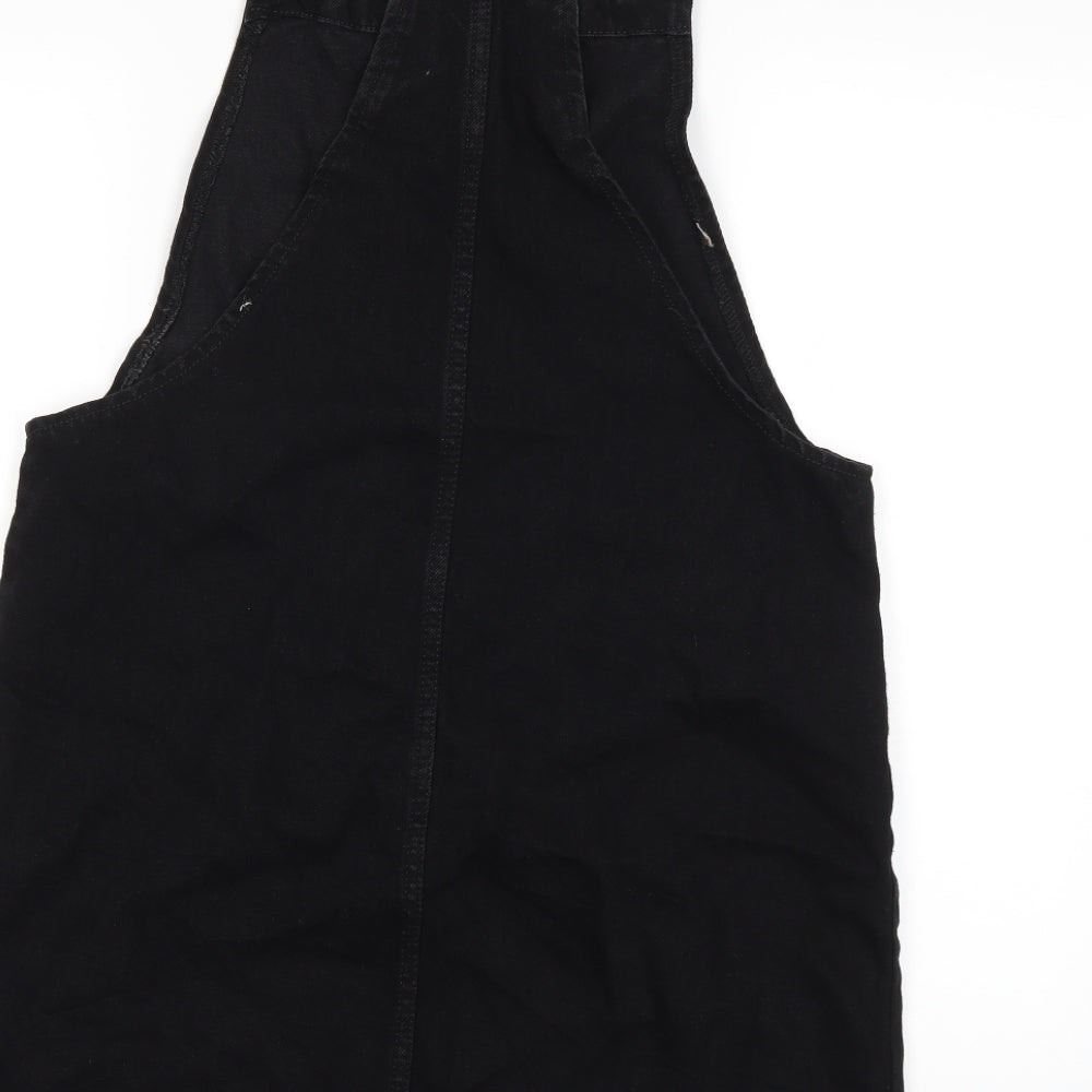 Denim & Co. Womens Black  Denim Pinafore/Dungaree Dress  Size 12