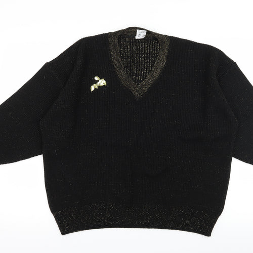 Preworn Womens Black  Knit Pullover Jumper Size 20
